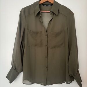 Zara sheer button down